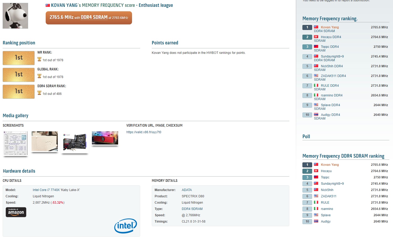 ADATA XPG Spectrix D80 HWBOT